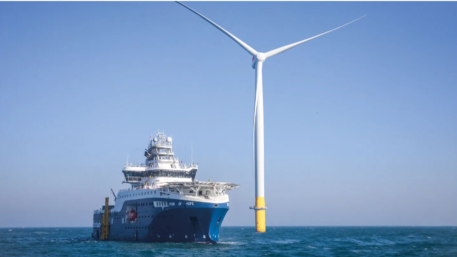 Ørsted’s Wind of Hope Service Operations Vessel in the field. Built to support both Hornsea 2 and Hornsea 1, the Wind of Hope provides high quality accommodation for up to 60 wind turbine technicians working offshore. Facilities include a gym, hospital, and cinema.